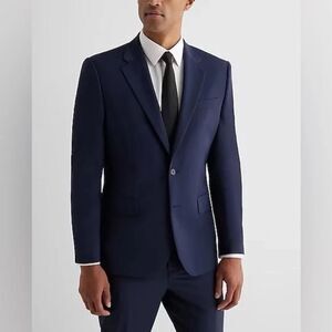Express Men's Dark Navy Two-Button Suit Jacket